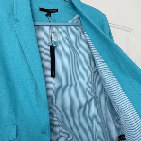Harve Benard Women’s Linen Blend Scuba Blue Blazer Size 12 - Picture 3 of 10